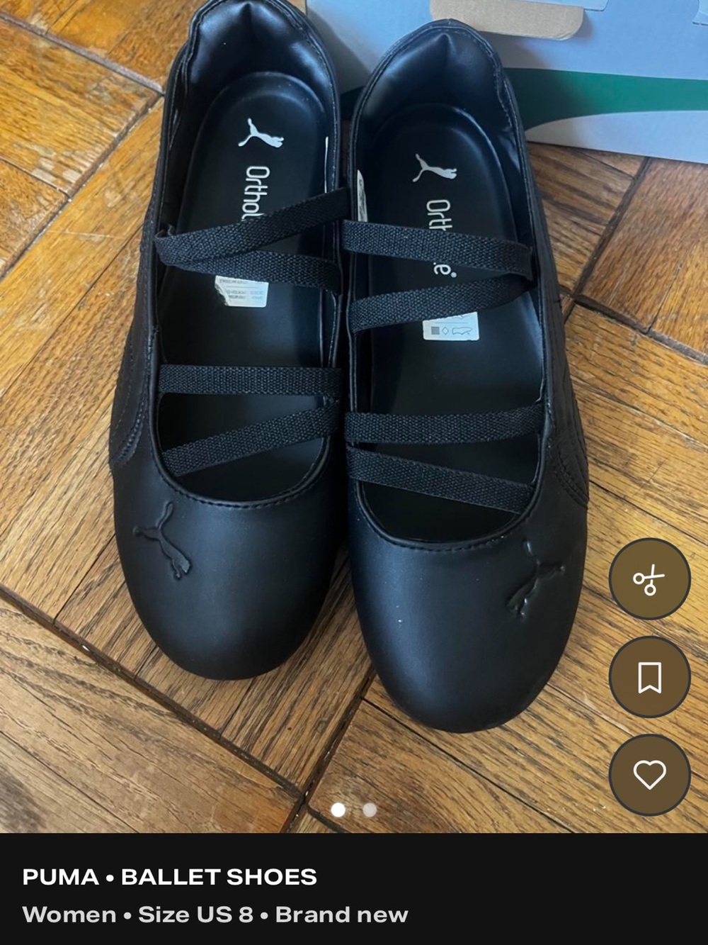 Puma Kids Black Ballet-Style Slip-On Shoes with Elastic Straps